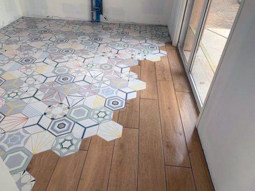 Carrelage sol mixte design
